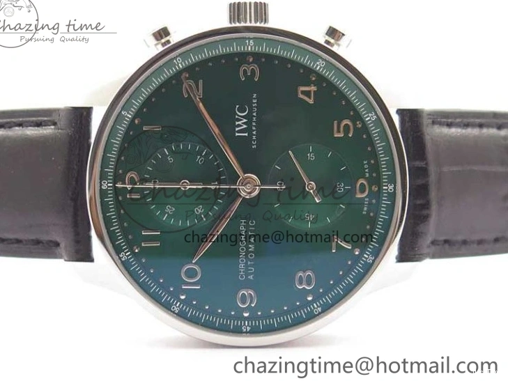 MIROTIME 0421 Elegant Portuguese IW371615 ZF 1:1 Best Edition SS Green Dial on Black Leather Strap A96355 V 7081